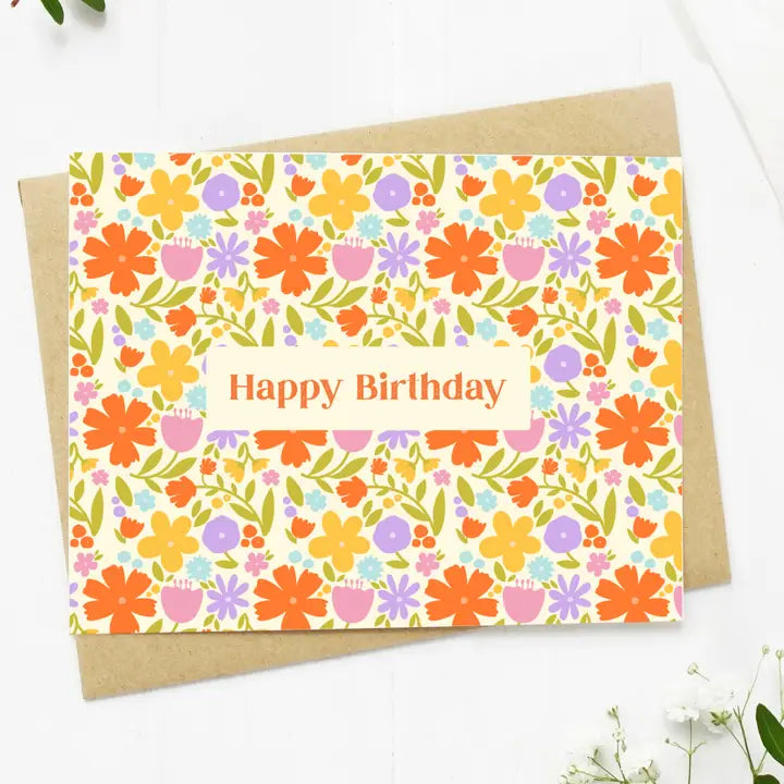 floral happy birthday card