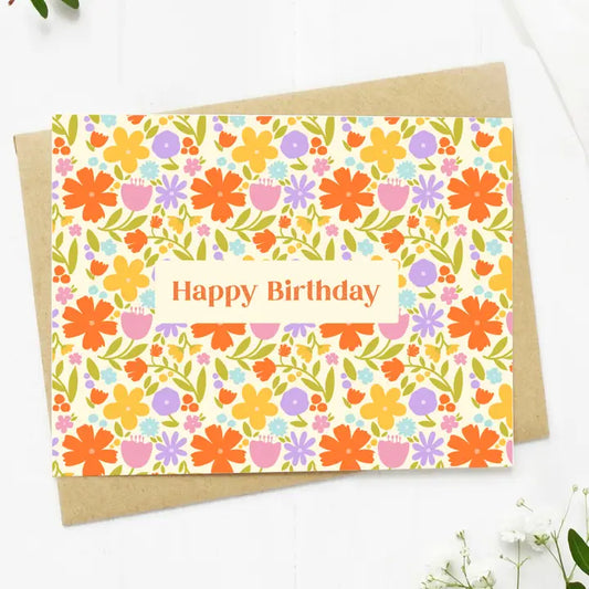 floral happy birthday card