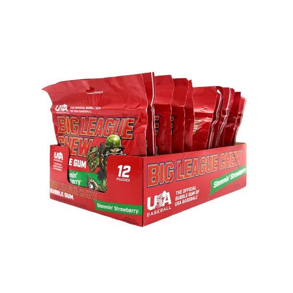 Big League Chew Slamming' Strawberry Gum, 12ct Pouches