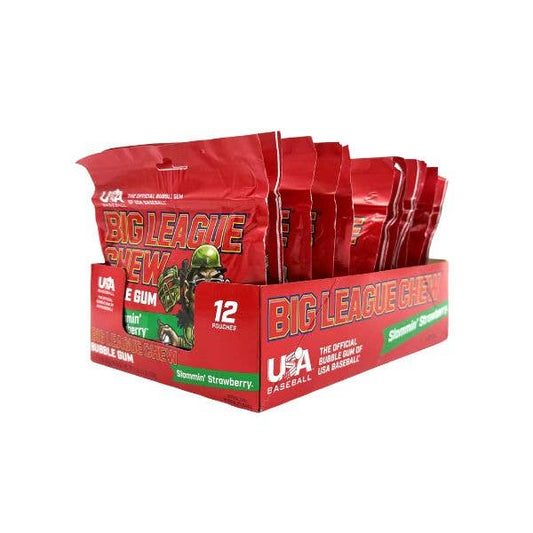 Big League Chew Slamming' Strawberry Gum, 12ct Pouches