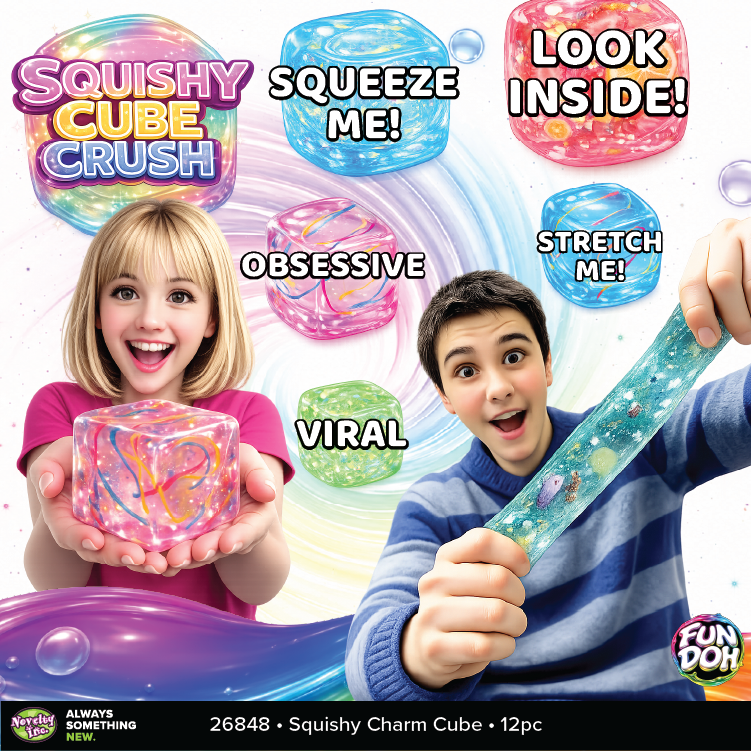 Fun Doh Squishy Charm Cube Fidget Toy Variety - 12/Display: Wholesale Price