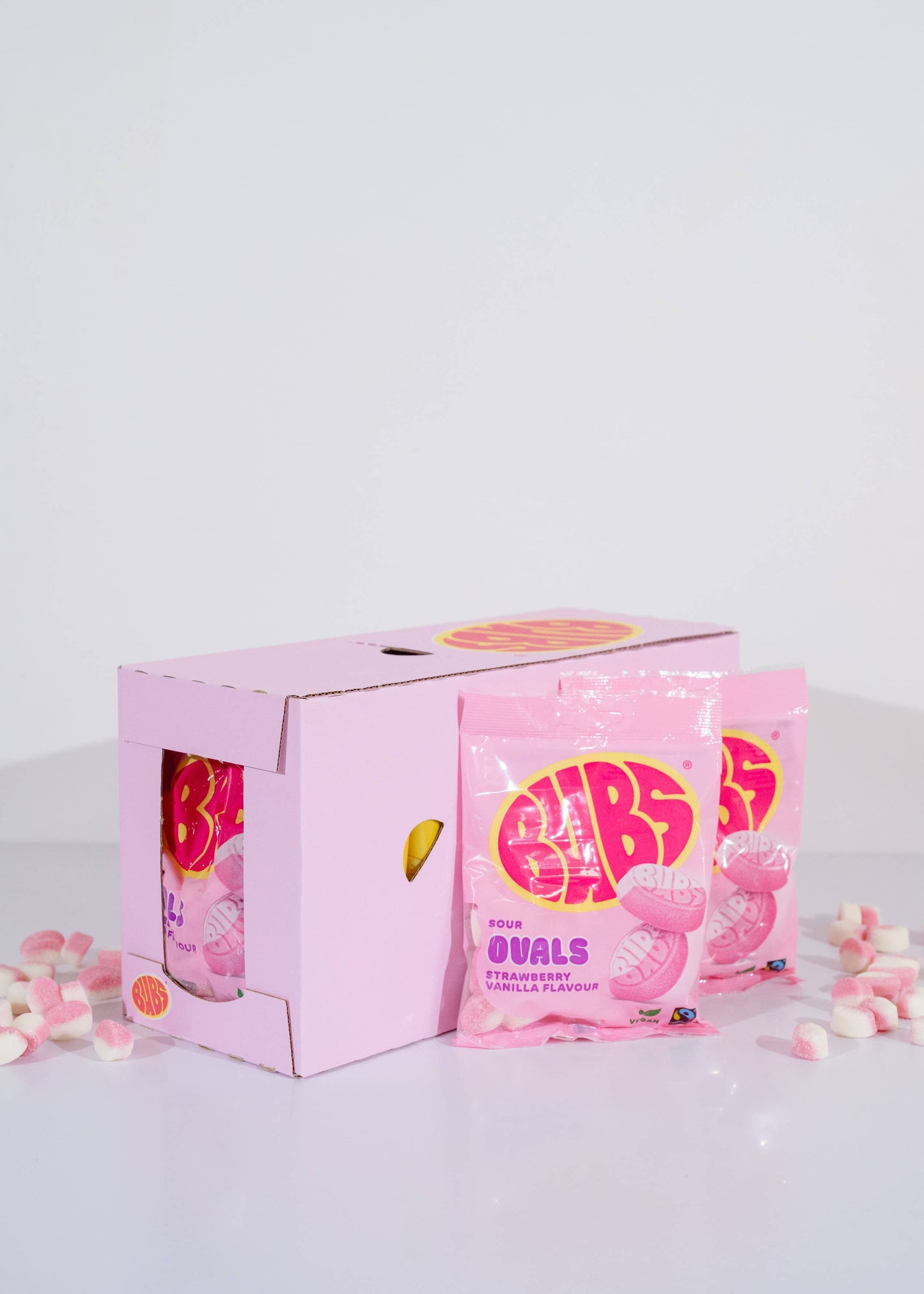 Bubs Swedish Goody Strawberry Vanilla Sour Ovals 12 Pk Case