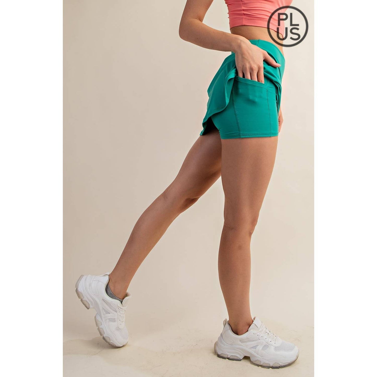 PLUS SIZE BUTTER SKORT: Kelly Green / 1X-2X-3X(3-2-1)