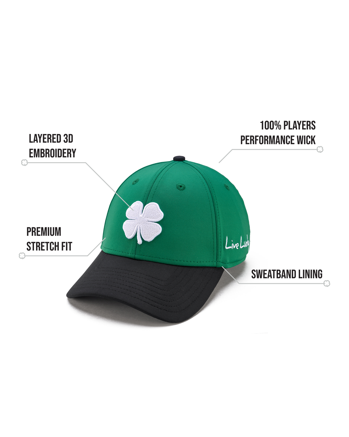 Premium Clover 189 Green Fitted Performance Hat: SNAPBACK