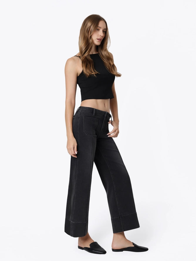 High Rise Black Pintuck