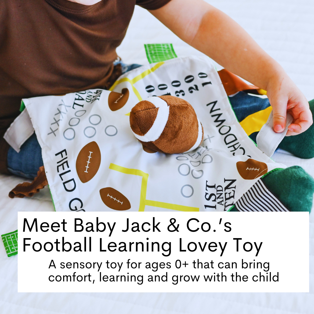 Football Baby Learning Lovey Tag Stroller Toy 10" x 10"
