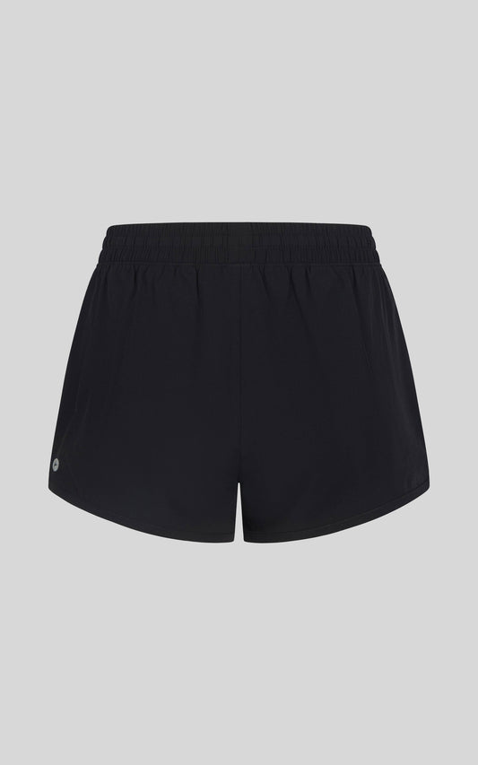 Girls Active Woven Running Shorts with Inner Panty: Black