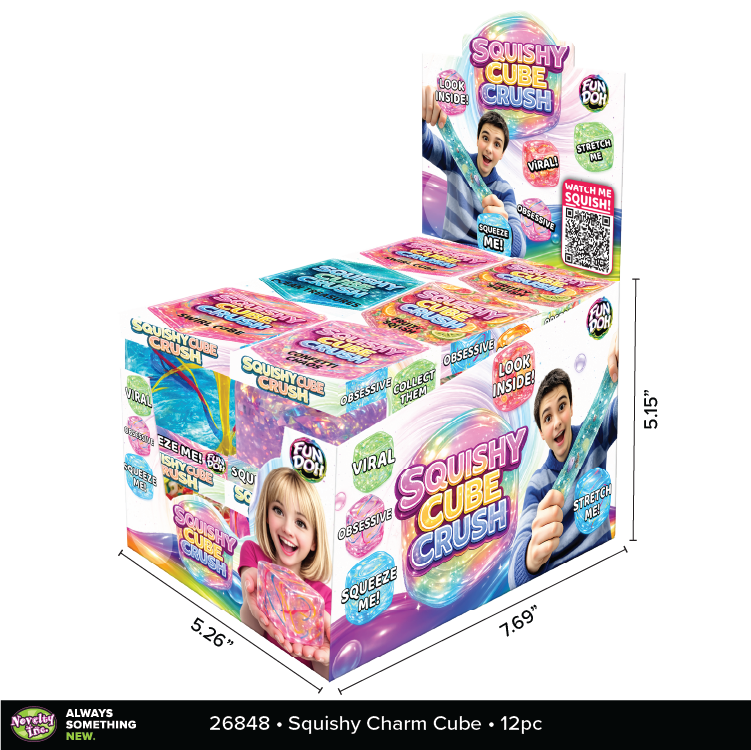 Fun Doh Squishy Charm Cube Fidget Toy Variety - 12/Display: Wholesale Price