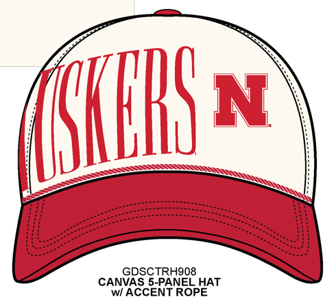 Nebraska Saturday Stretch Canvas Trucker Hat: REDIVORY / O