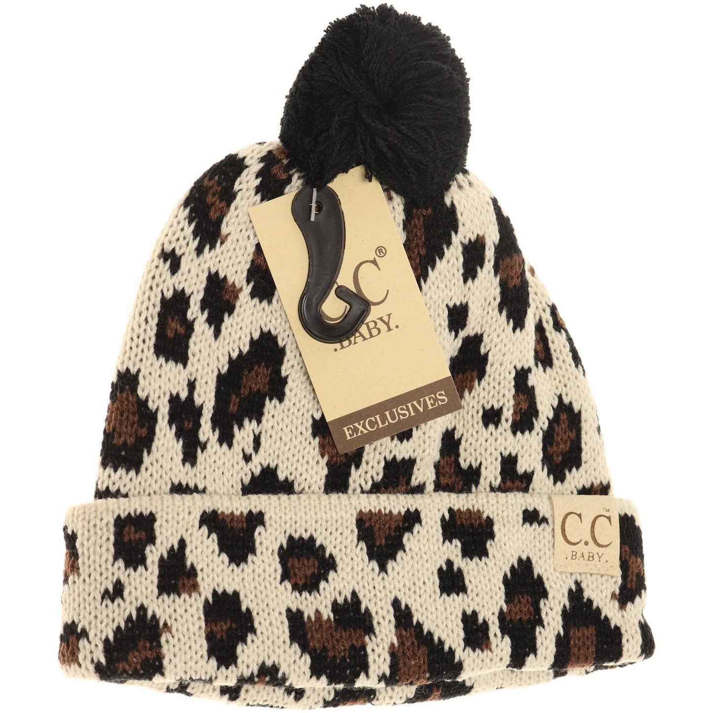 Baby Leopard Pom Newborn Hat