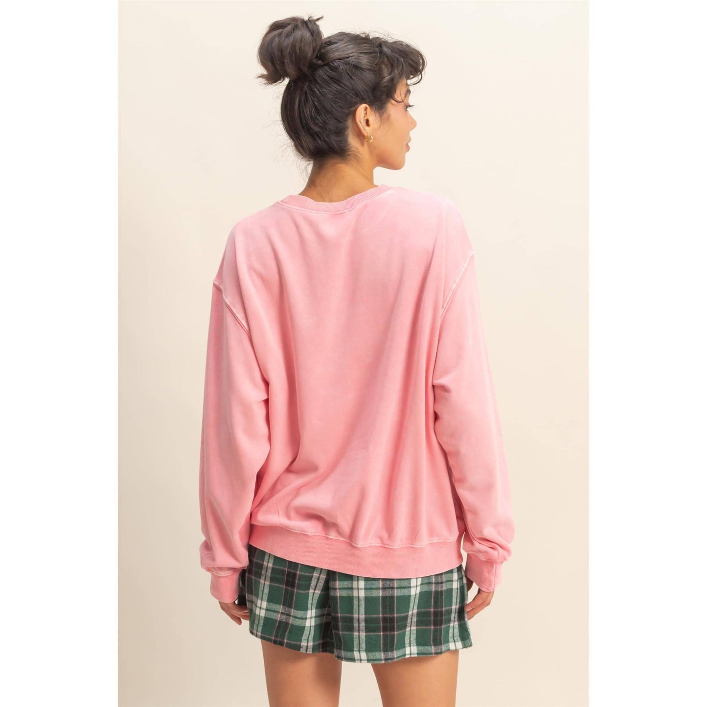 Oversized Mineral Washed Sweatshirt: TAFFY PINK / S-M-L(2-2-2)