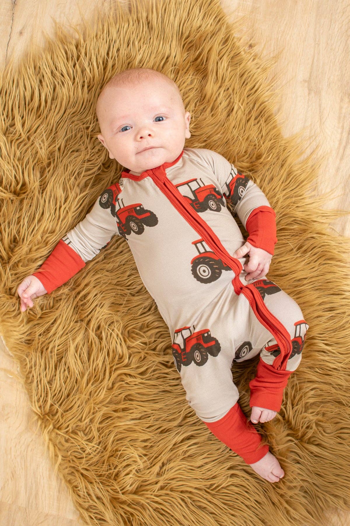 Classic Red Tractor Baby Bamboo Zippy: 6-12 Month