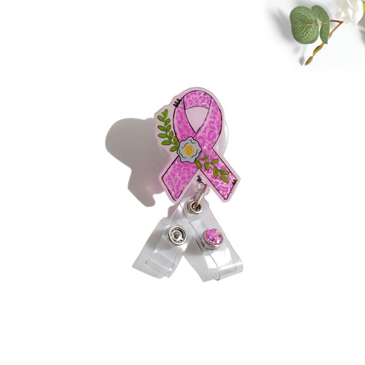 Glitterific Badge Reel Pink Leopard Ribbon