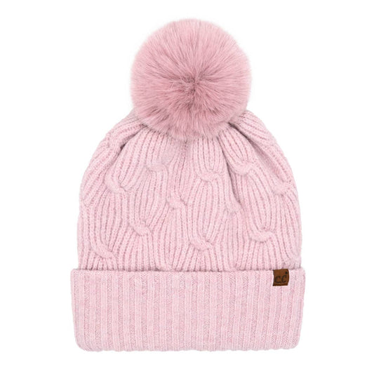 Chain Link Knitted C.C Pom Beanie