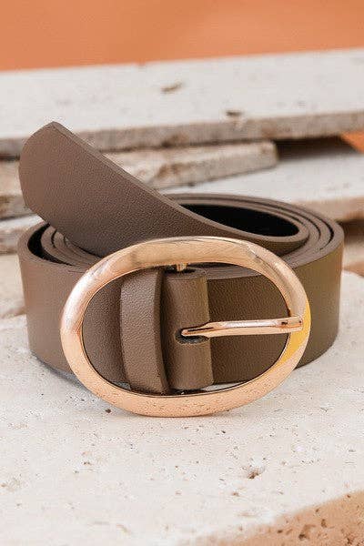 CLASSIC OVAL BUCKLE LEATHER BELT | BROWN