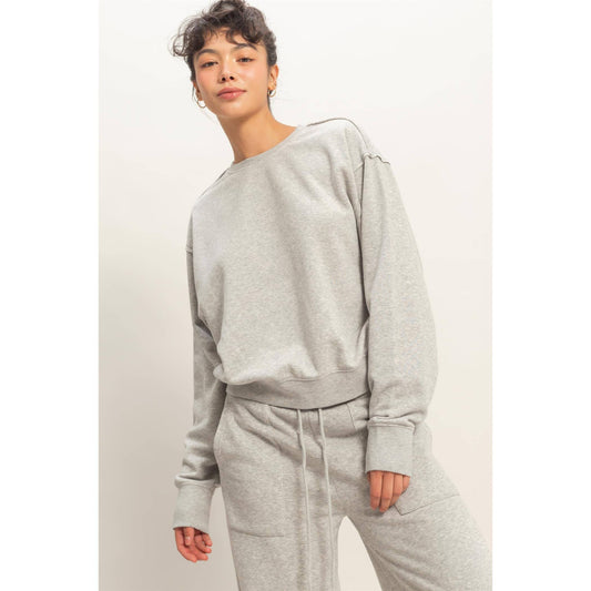 Raw Edge Sweatshirt: GRAY