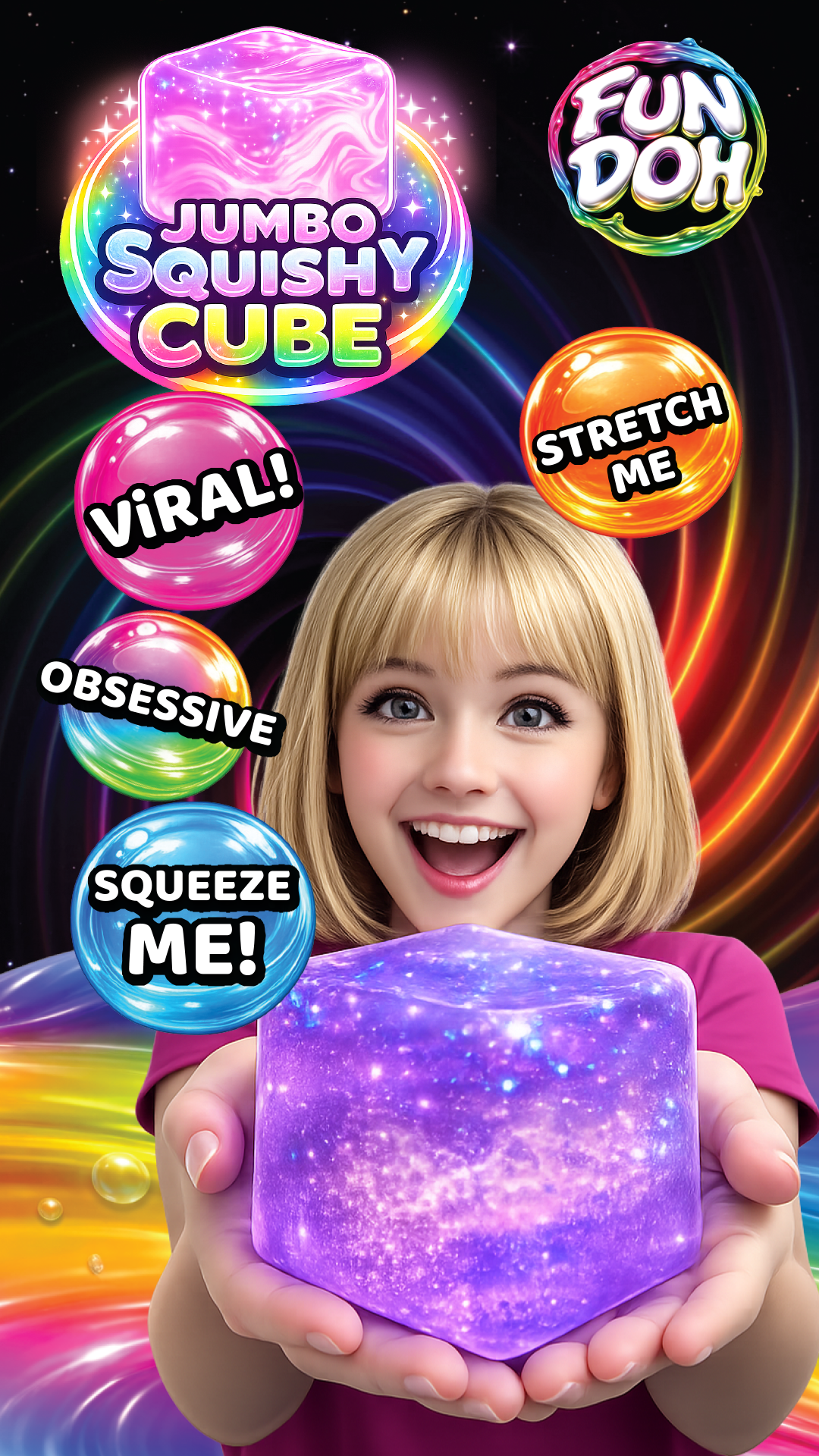 Fun Doh JUMBO Squishy Cube | Viral Assortment - 6/Display: Wholesale Price