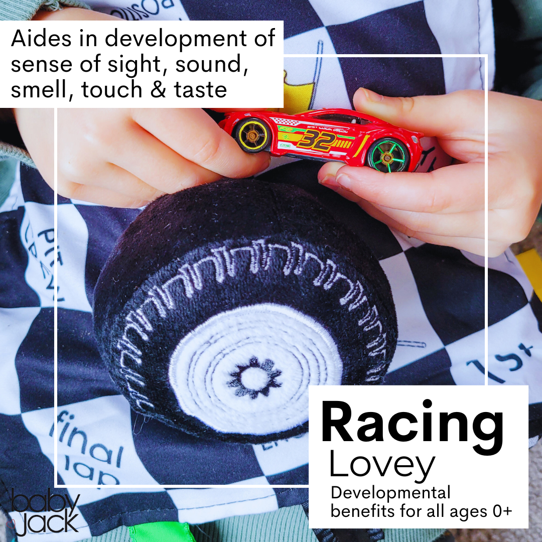 Racing Flag Baby NASCAR Tag Stroller Toy 10" x 10"