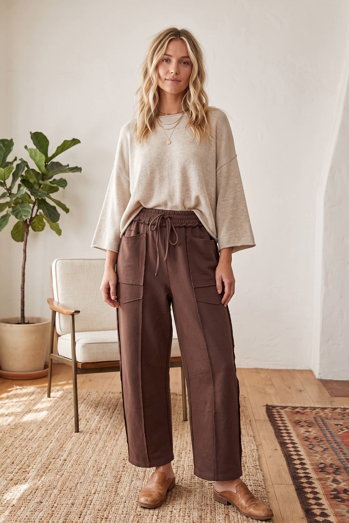 Scuba Raw Edge Barrel Pants
