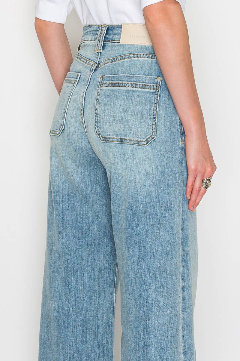 TUMMY CONTROL HIGH RISE A LINE WIDE LEG JEAN