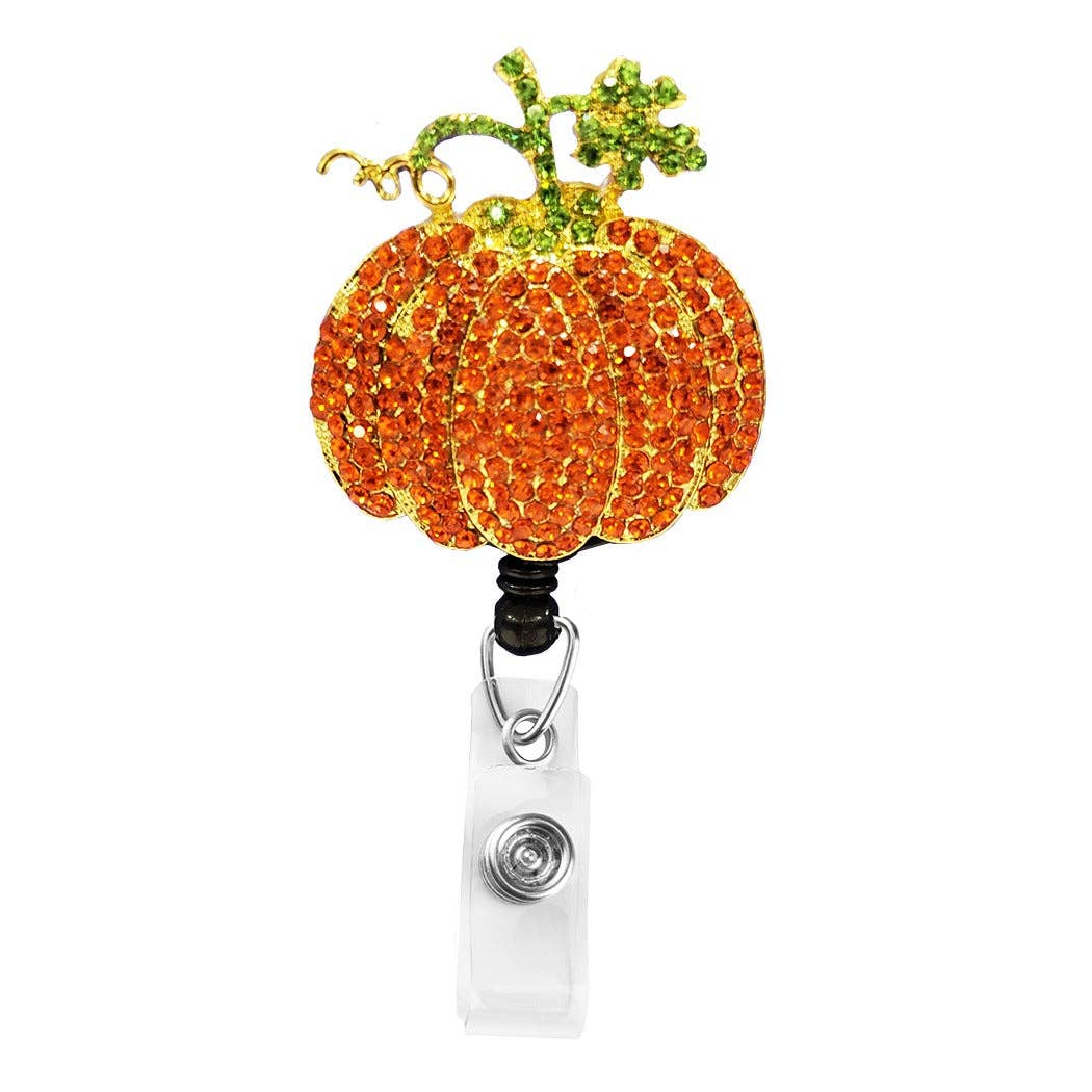 Pumpkin Sparkle and Shine Rhinestone Badge Reel: SPARKLE & SHINE PUMPKIN