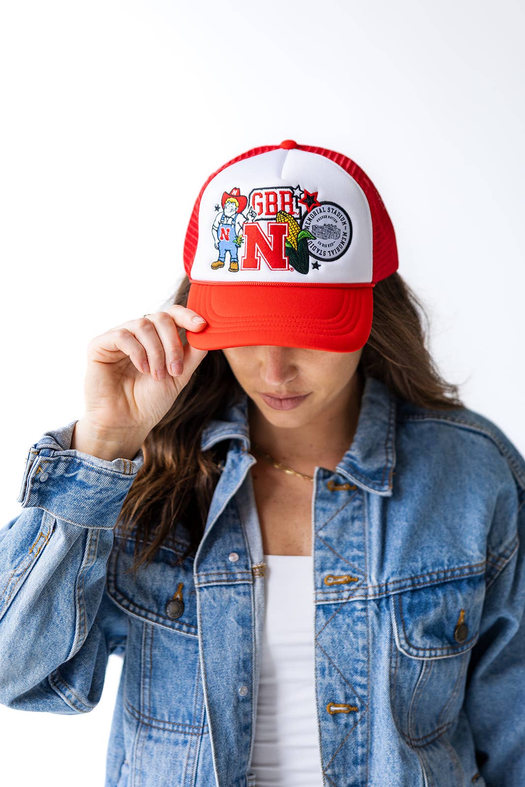 Nebraska Layer Patch Foam Trucker Hat: WHITETRUERED / O