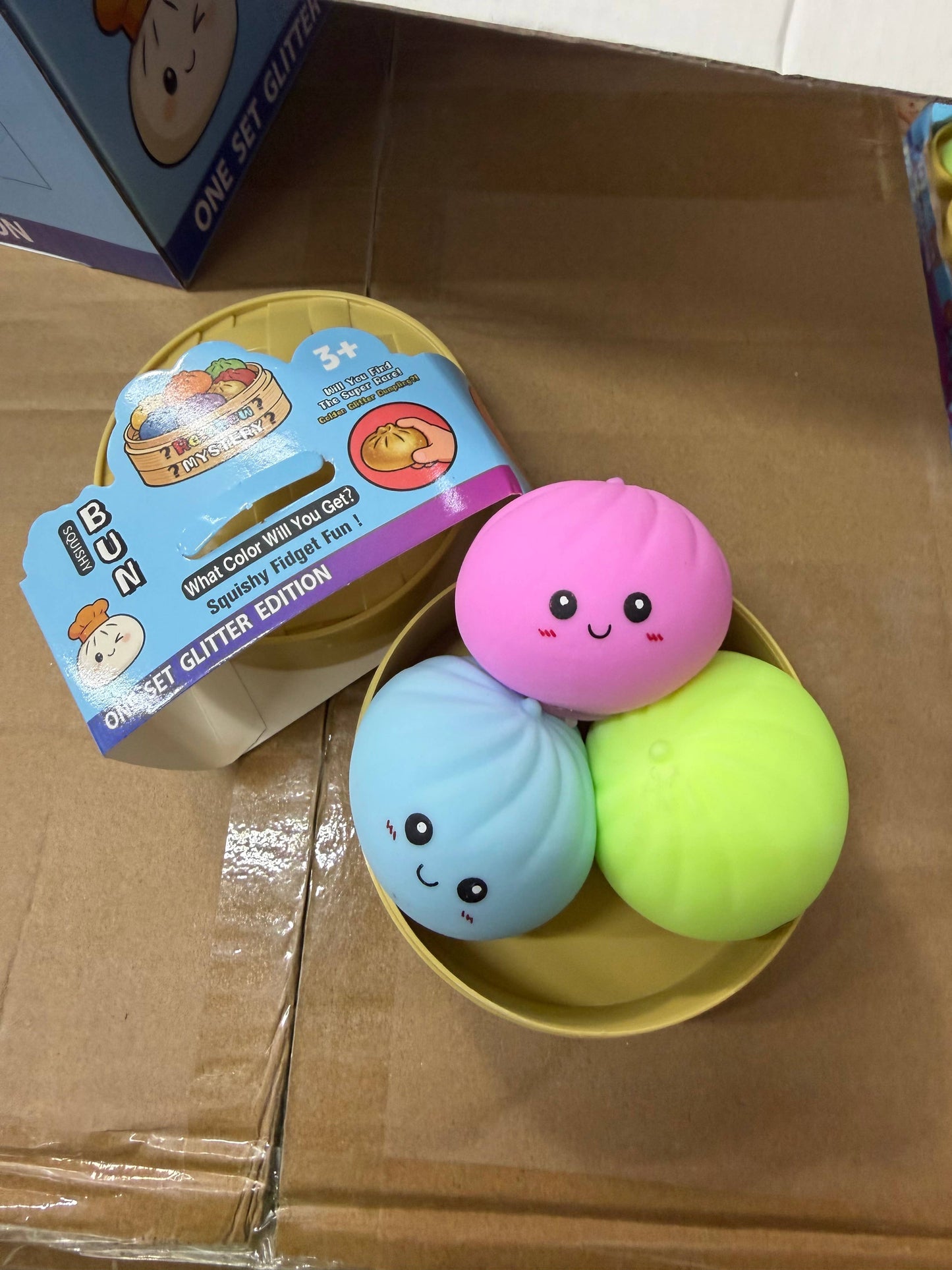 3-Pack Mini Dumpling Squishy Toy Set in Bamboo Steamer
