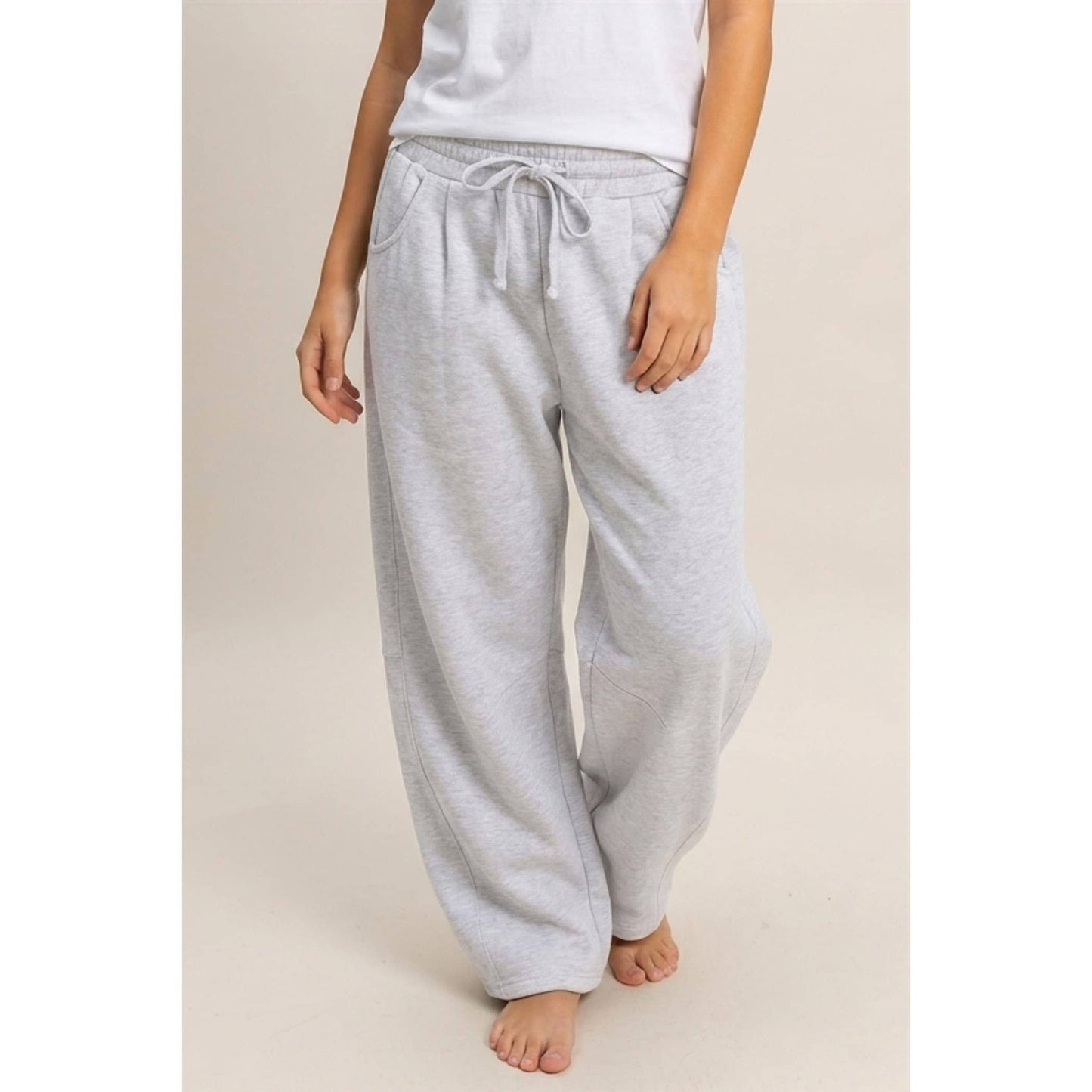 Drawstring Waist Barrel Sweatpants: BLACK / S-M-L(2-2-2)