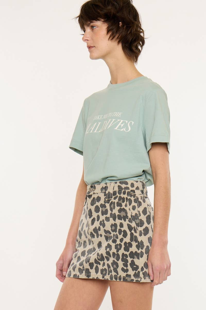 MID RISE MINI SKIRT-KC5552BE: BEIGE / S