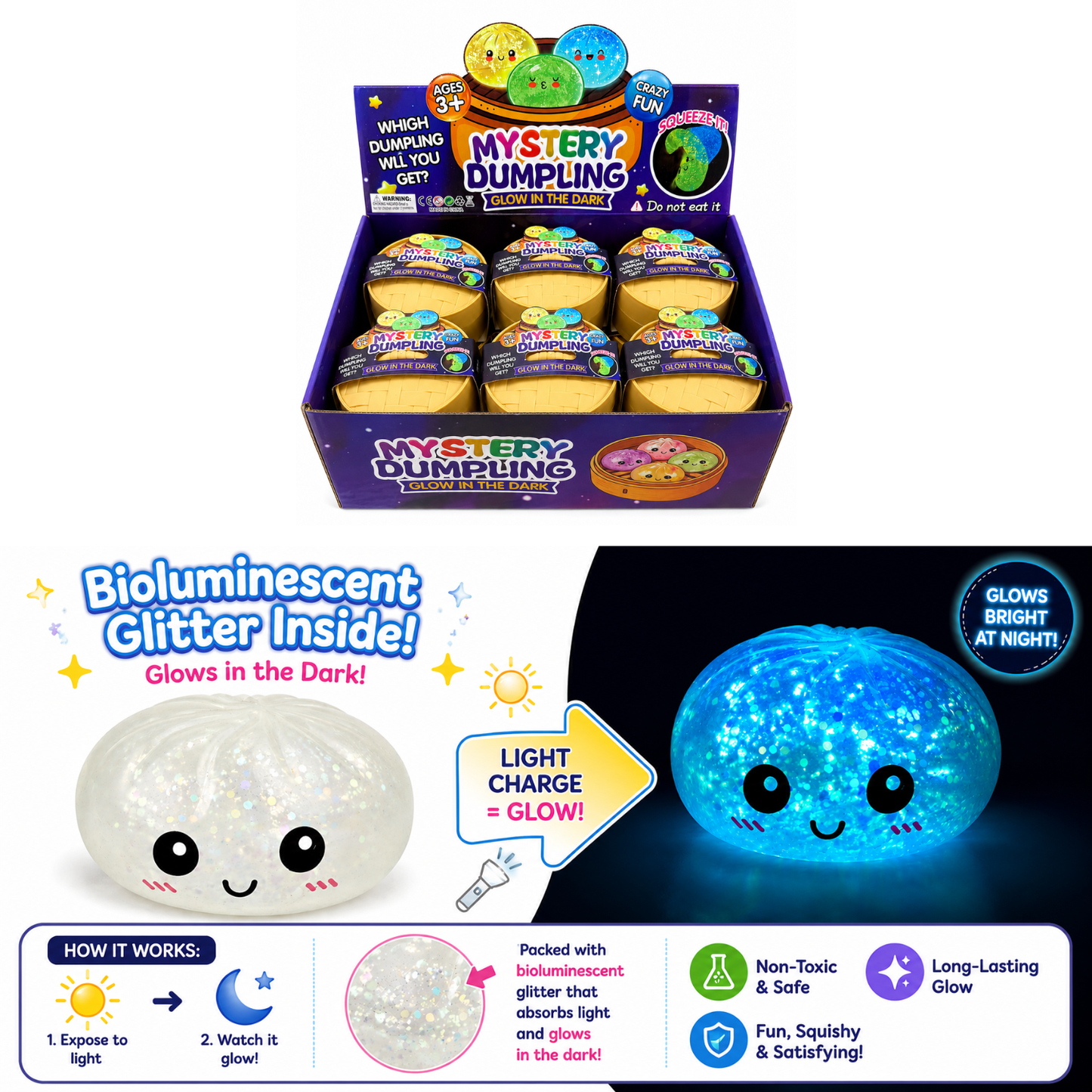 Mystery Glow in the Dark Dumpling Squishy MSDS10