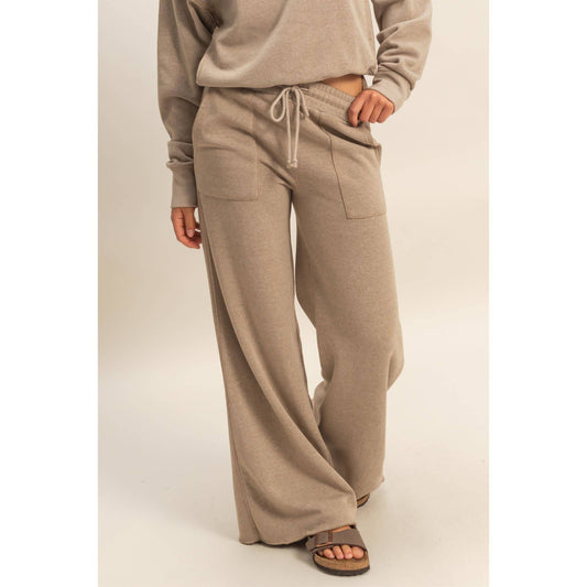 French Terry Wide-Leg Pants: MOCHA