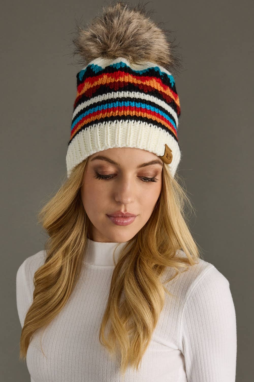 Patterned Pom Hat