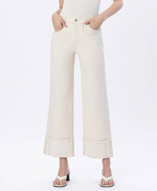 SUPER HIGH RISE CUFFED WIDE LEG JEANS T6946: RADIANT SYMPHONY / 28