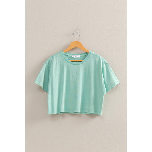 Cropped T Shirt: TURQUOISE