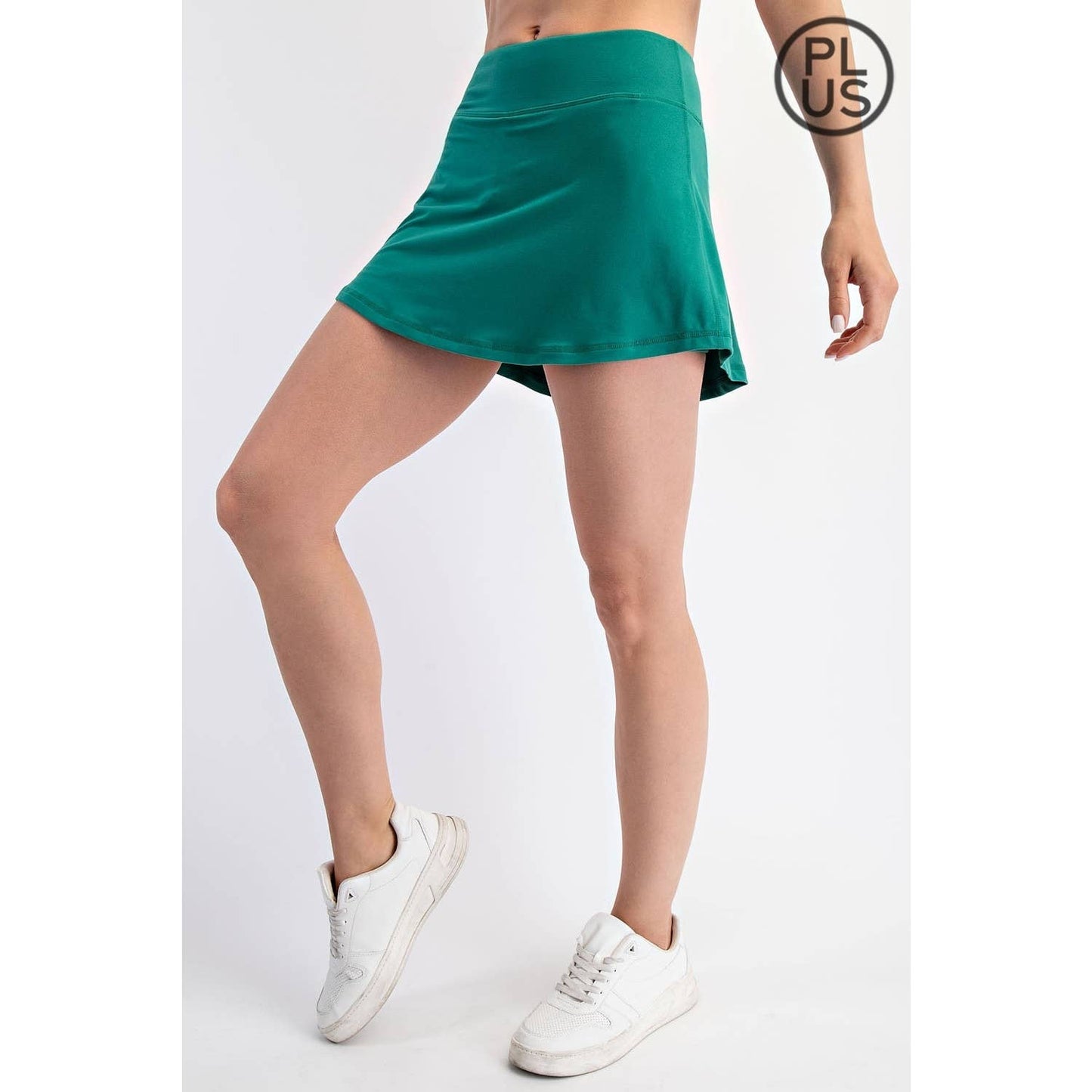PLUS SIZE BUTTER SKORT: Emerald Green / 1X-2X-3X(3-2-1)