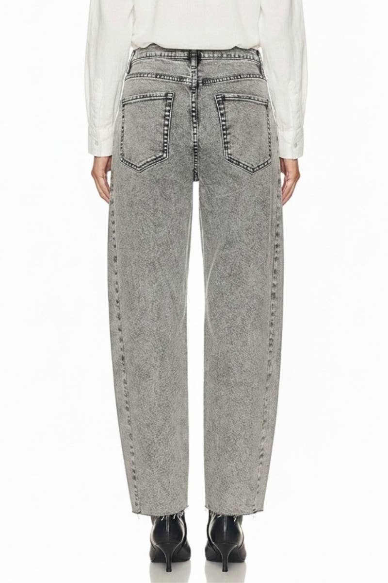 BLUE by ARTEMIS HIGH RISE  BARREL JEANS: Grey / 2
