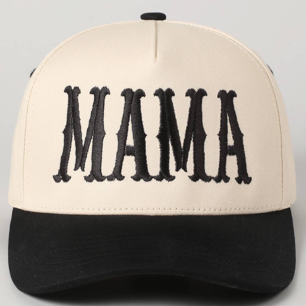 MAMA Typographic Design Embroidery Baseball Cap: Beige / ONE SIZE