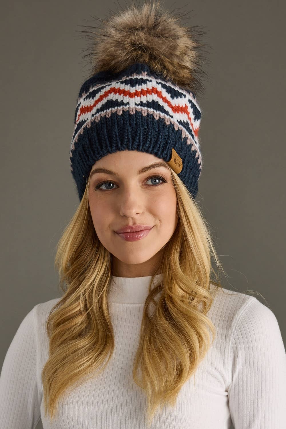 Patterned Pom Hat