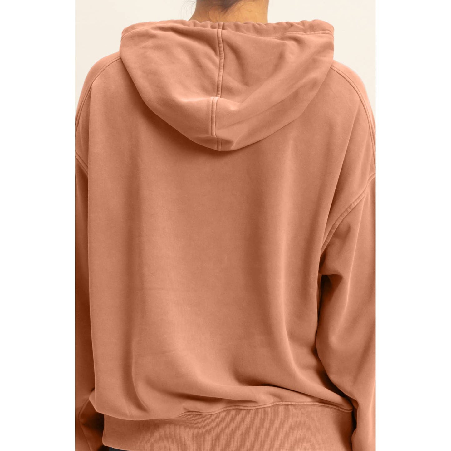 Mineral Washed Seam Detail Hoodie: DARK GREEN / S-M-L(2-2-2)