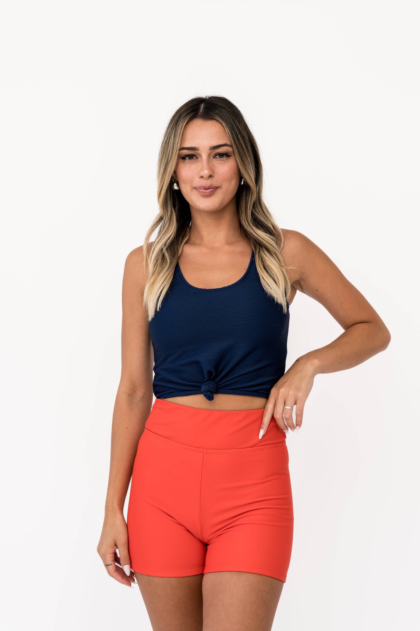 Navy Knotted Front Swim Top