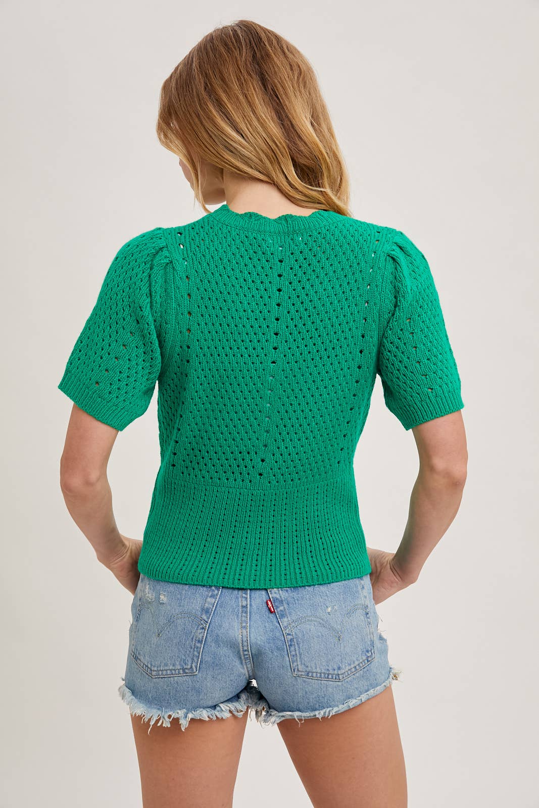 BUTTON DOWN SHORT SLEEVE KNIT CARDIGAN