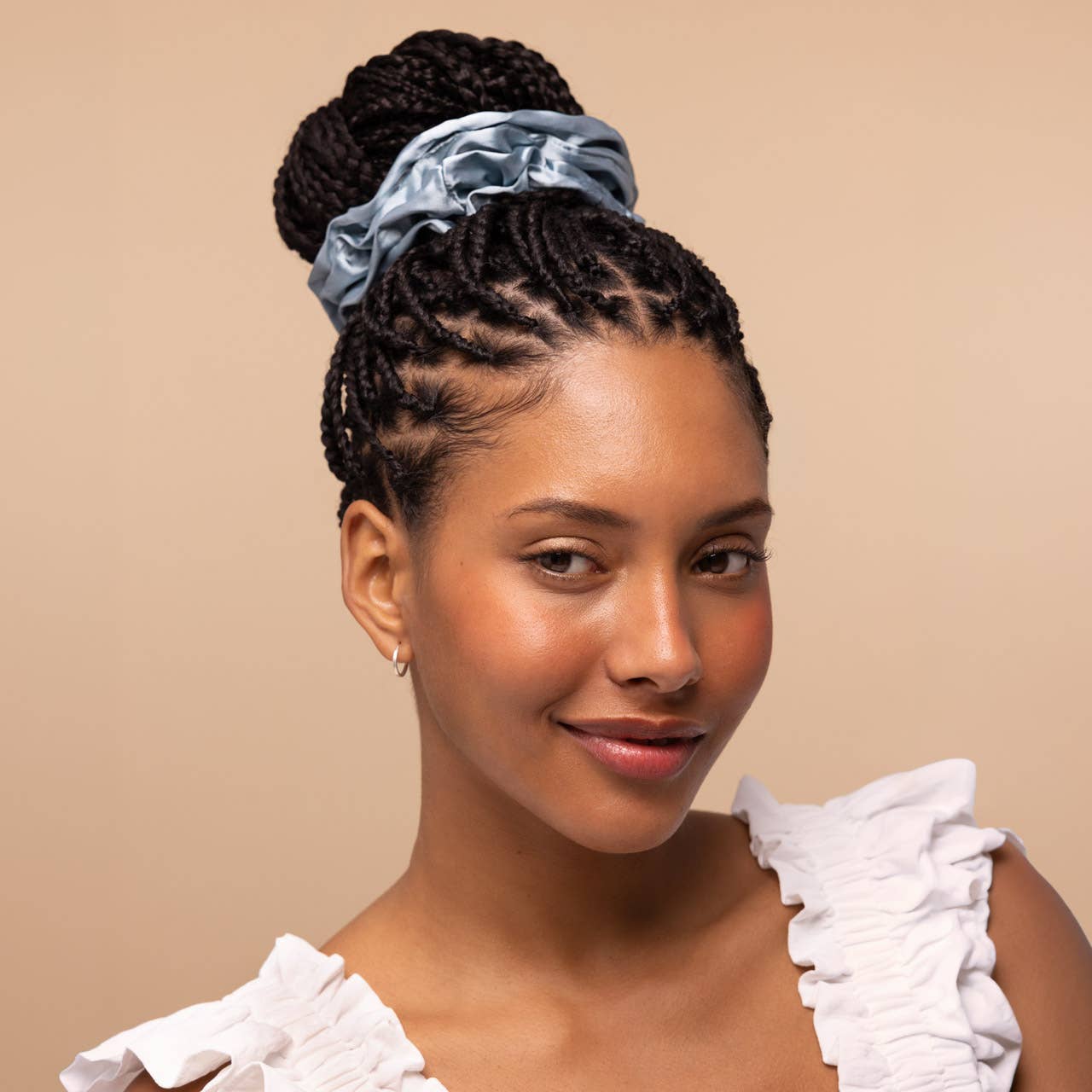Satin Sleep Scrunchies 5pc Set - Haze Blue