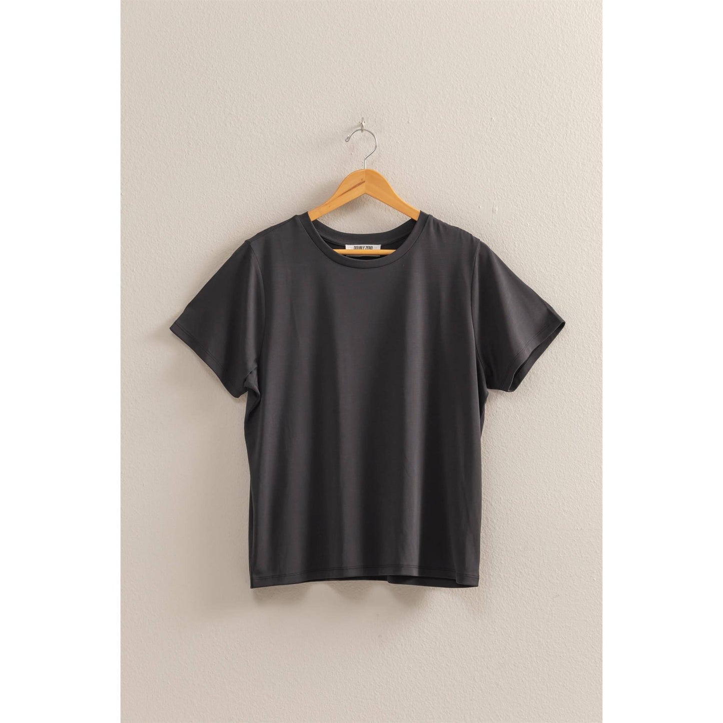 Basic Round Neck SS T Shirt: BLACK