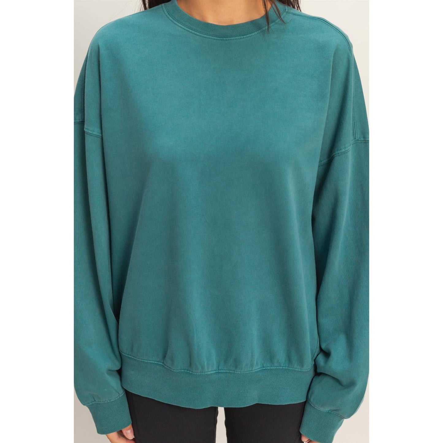 Ribbed Crew Neck Sweatshirt