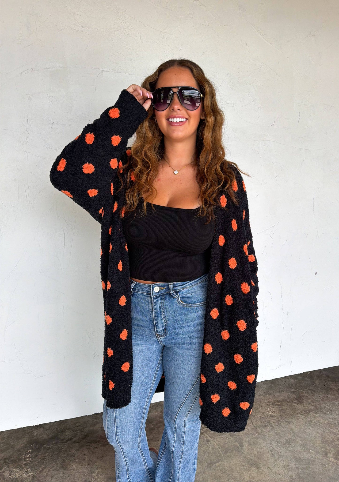 REVERSIBLE CLOUD CARDIGAN: POLKA DOT