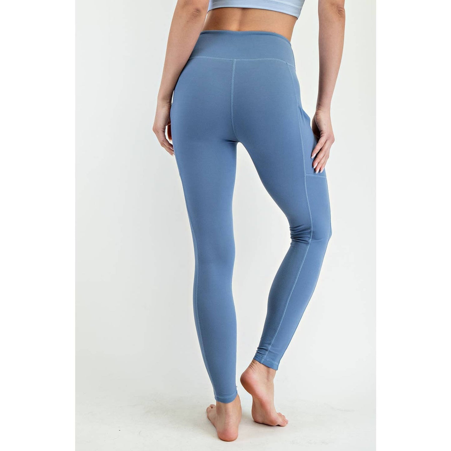 BUTTER BASIC LEGGING WITH POCKETS: Lavender Fog / S-M-L(2-2-2)