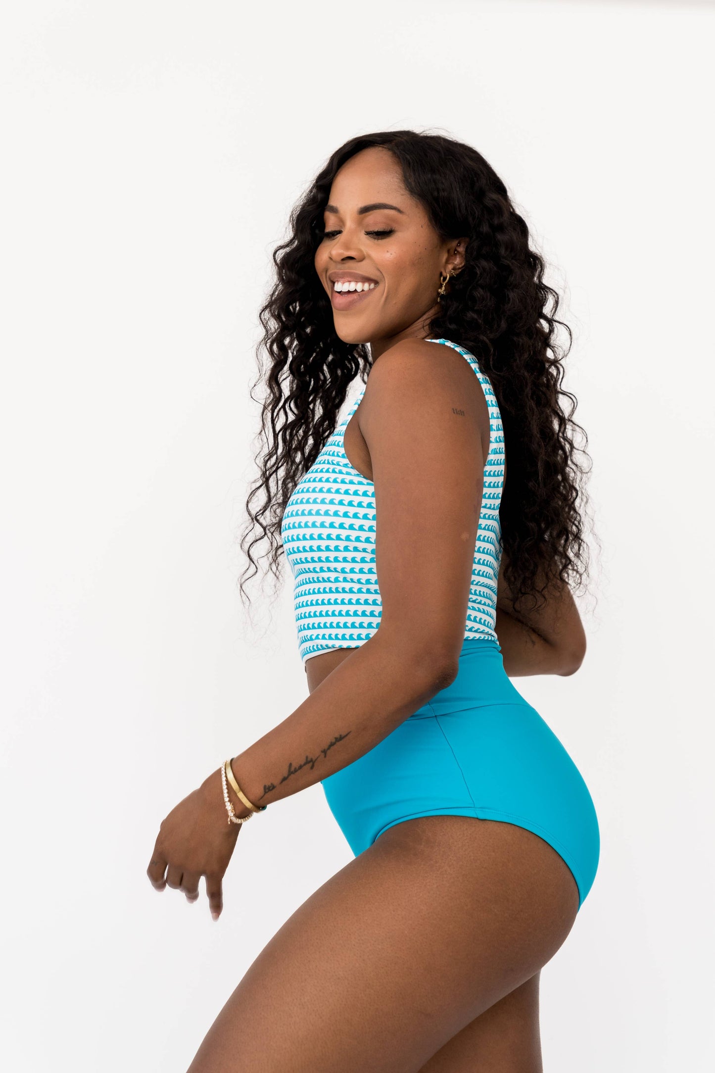 Blue Wave Square Neck Swim Top