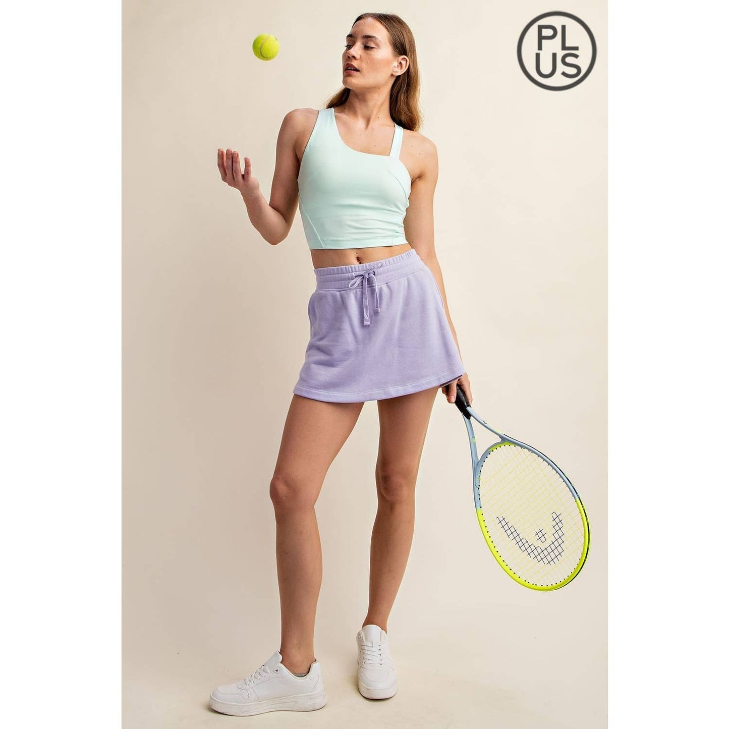 PLUS SIZE FRENCH TERRY CASUAL SKORT: LT Taupe / 1X-2X-3X(3-2-1)