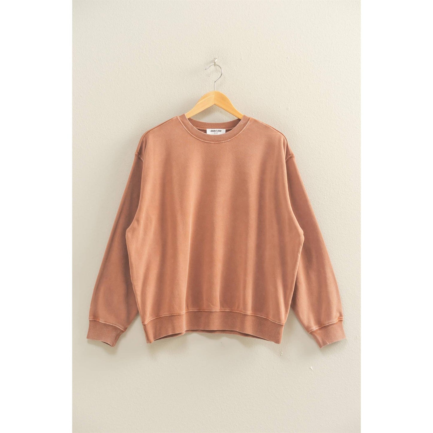 Oversized Mineral Washed Sweatshirt: CREAM / S-M-L(2-2-2)