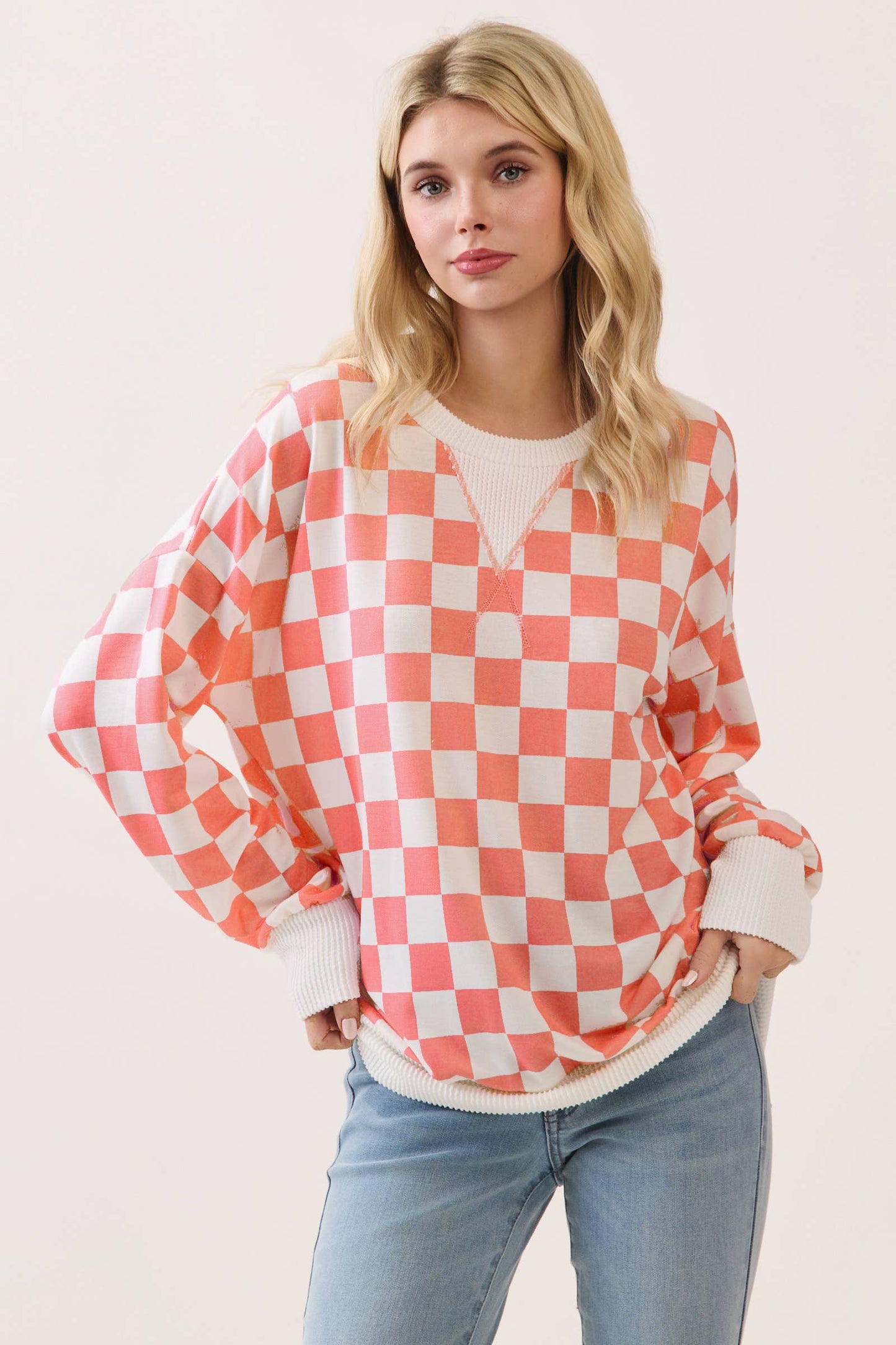 Checkered Drop Shoulder